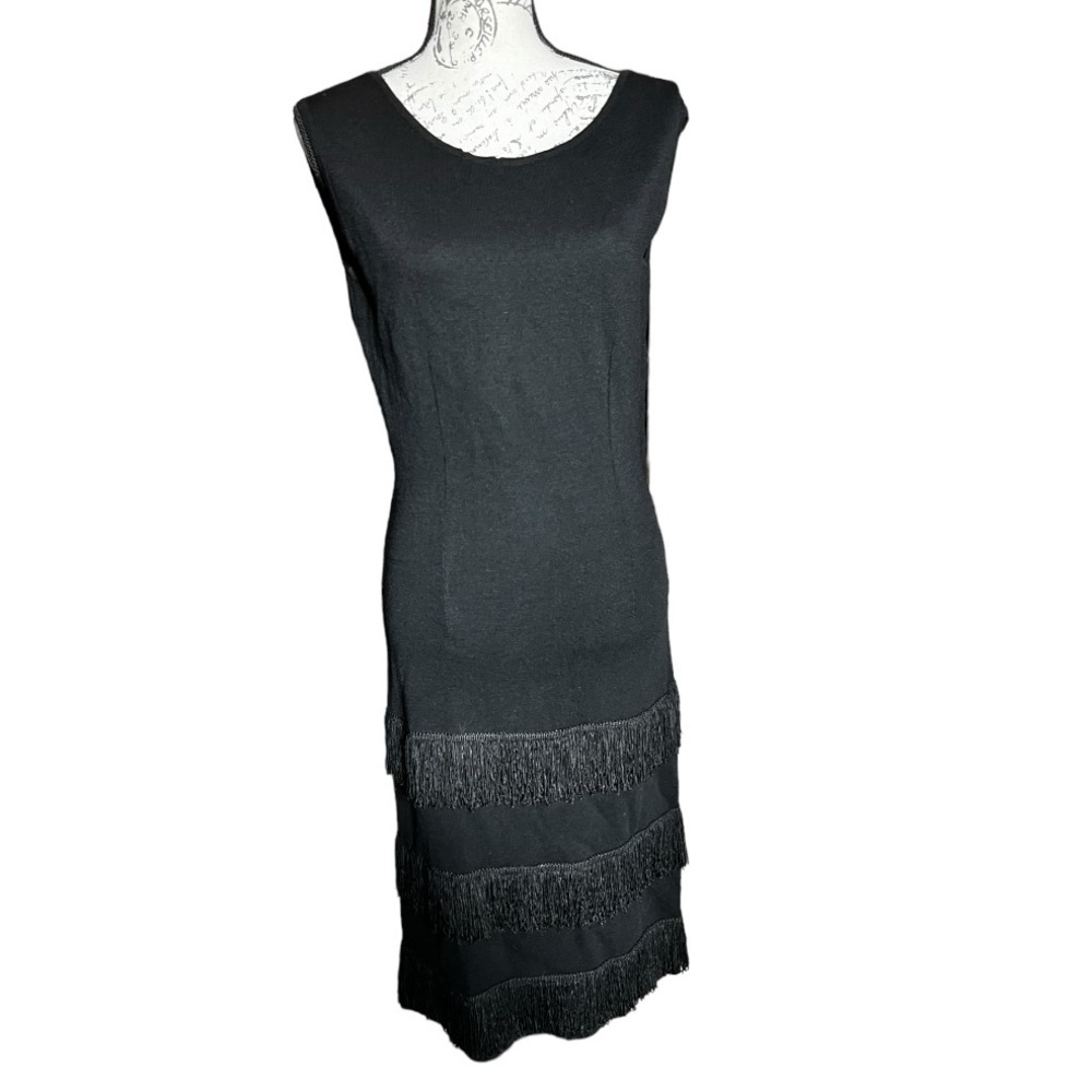 Vintage Wool/Fringe Dress - Size Medium, Made in Italy